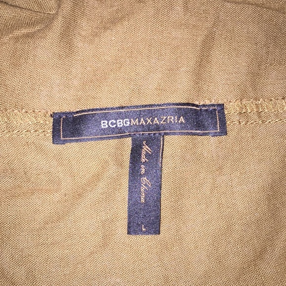 Wide Leg BCBGMaxAzria Brown Linen Drawstring Pants - Picture 4 of 8